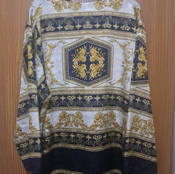 Vintage Cabernet  Baroque Print/ Versace Look ZIP FRONT Caftan  Sz Lg - Picture 3 of 12